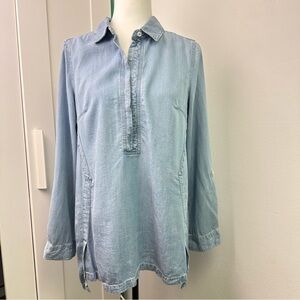 Joseph Ribkoff Soft Denim Chambray Tunic Long Sleeve Top XL